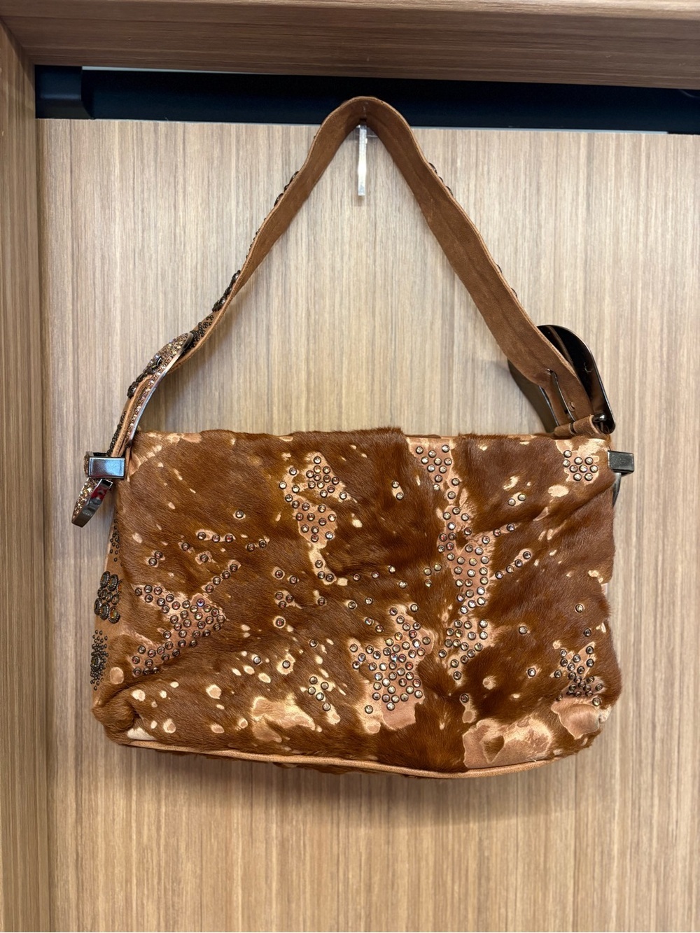 Kippys Leather Hide Swarovski Crystal Shoulder Bag
